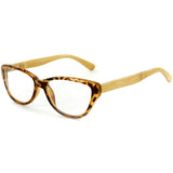 "Zen Valley" Cateye Wayfarer Reading Glasses with Woodgrain Temples for Women