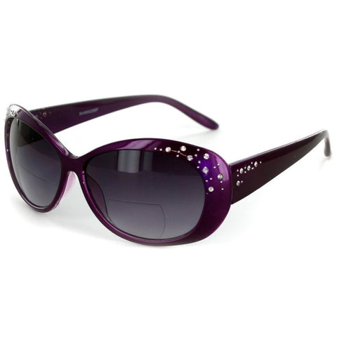 "Sea Dreams" Butterfly Reading Sunglasses with Interior Bifocal and Crystals for Women (Black +2.00)